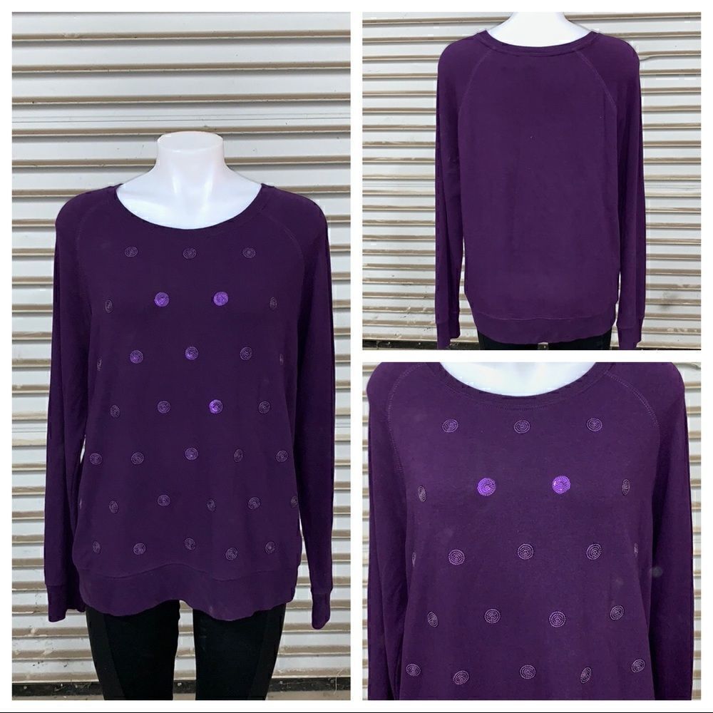 🛍️Kersh sweatshirt embellished w/sequined circles